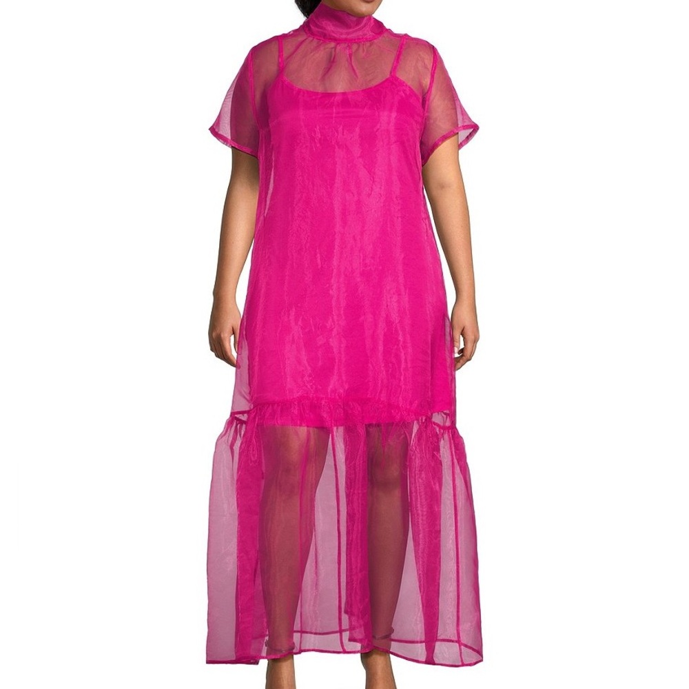 Sugarlips Organza Gown Drop Waist Maxi Dress with Flutter Sleeves